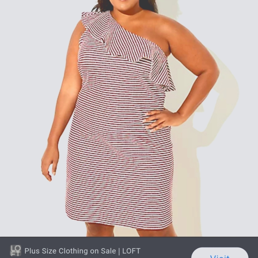NWT Loft Burguny and White Striped Dress
